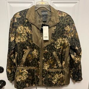Abvien Silk Women's Floral Bomber Jacket - Olive and Brown